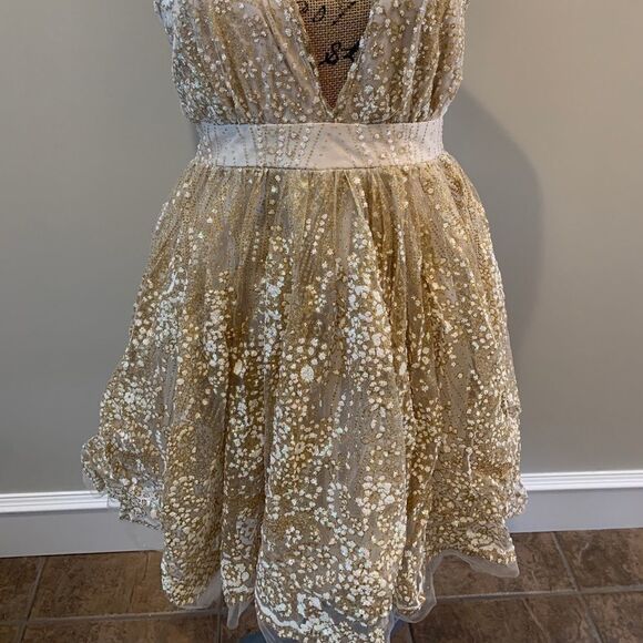 Party Dress Sequins and beaded plunging neckline - Picture 2 of 11